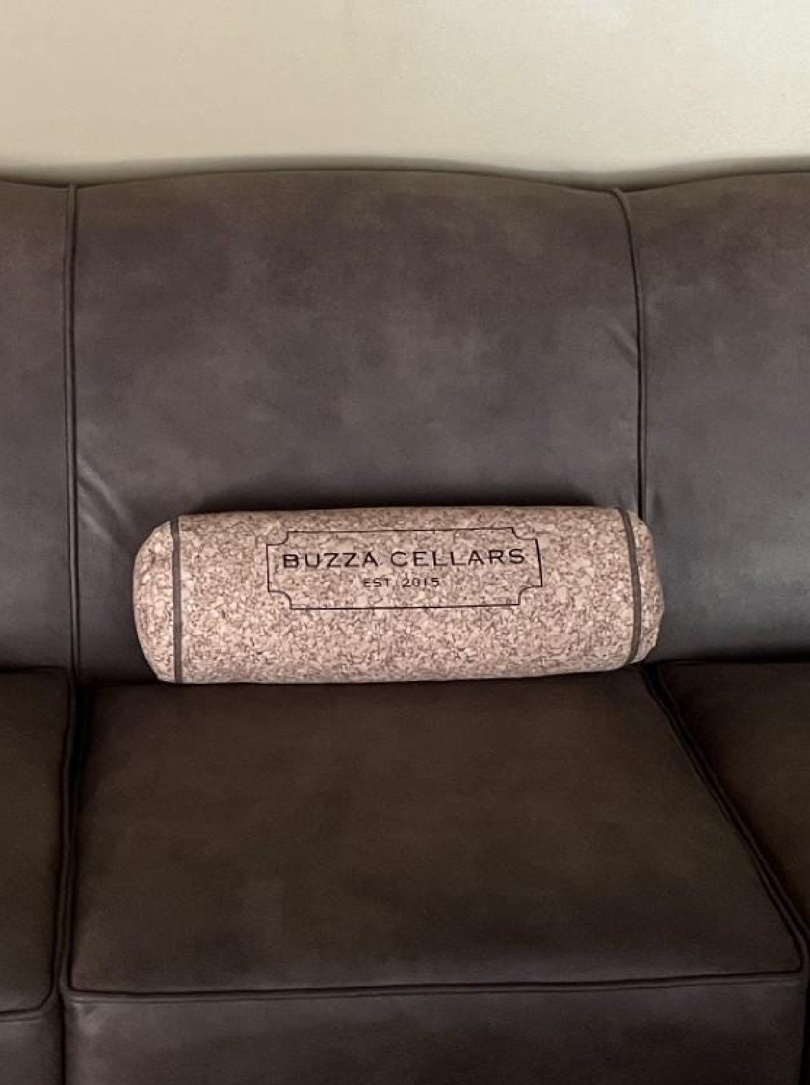 Fun quirky custom embroidery wine cork shape pillow. Great for the wine enthusiast