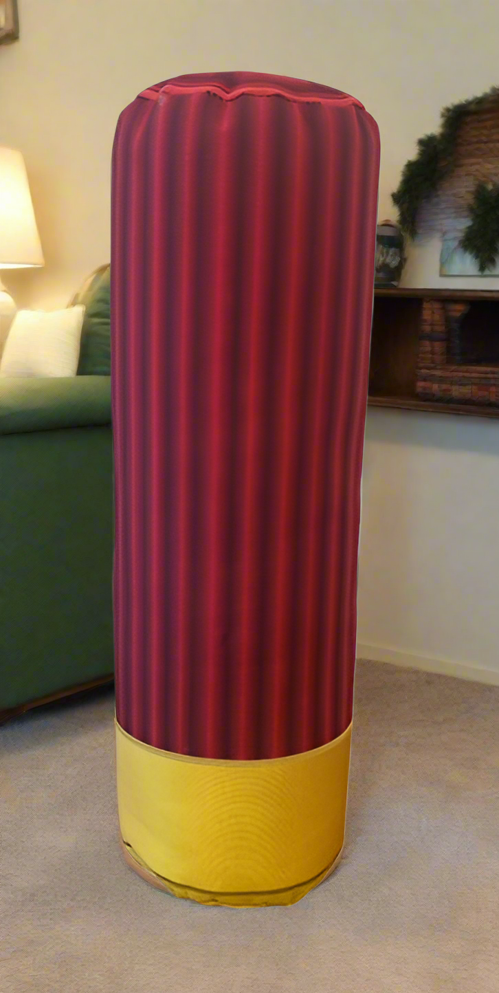 Red Shotgun Shell 12GA Pillow. Great Hunter gift. Tubular red shell with gold yellow end