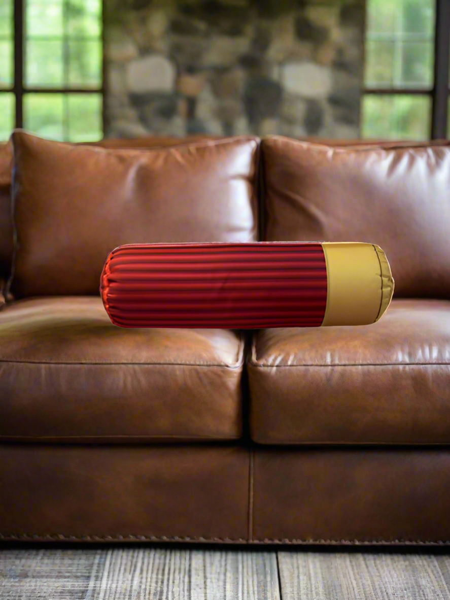 Red Shotgun Shell 12GA Pillow. Great Hunter gift. Tubular red shell with gold yellow end