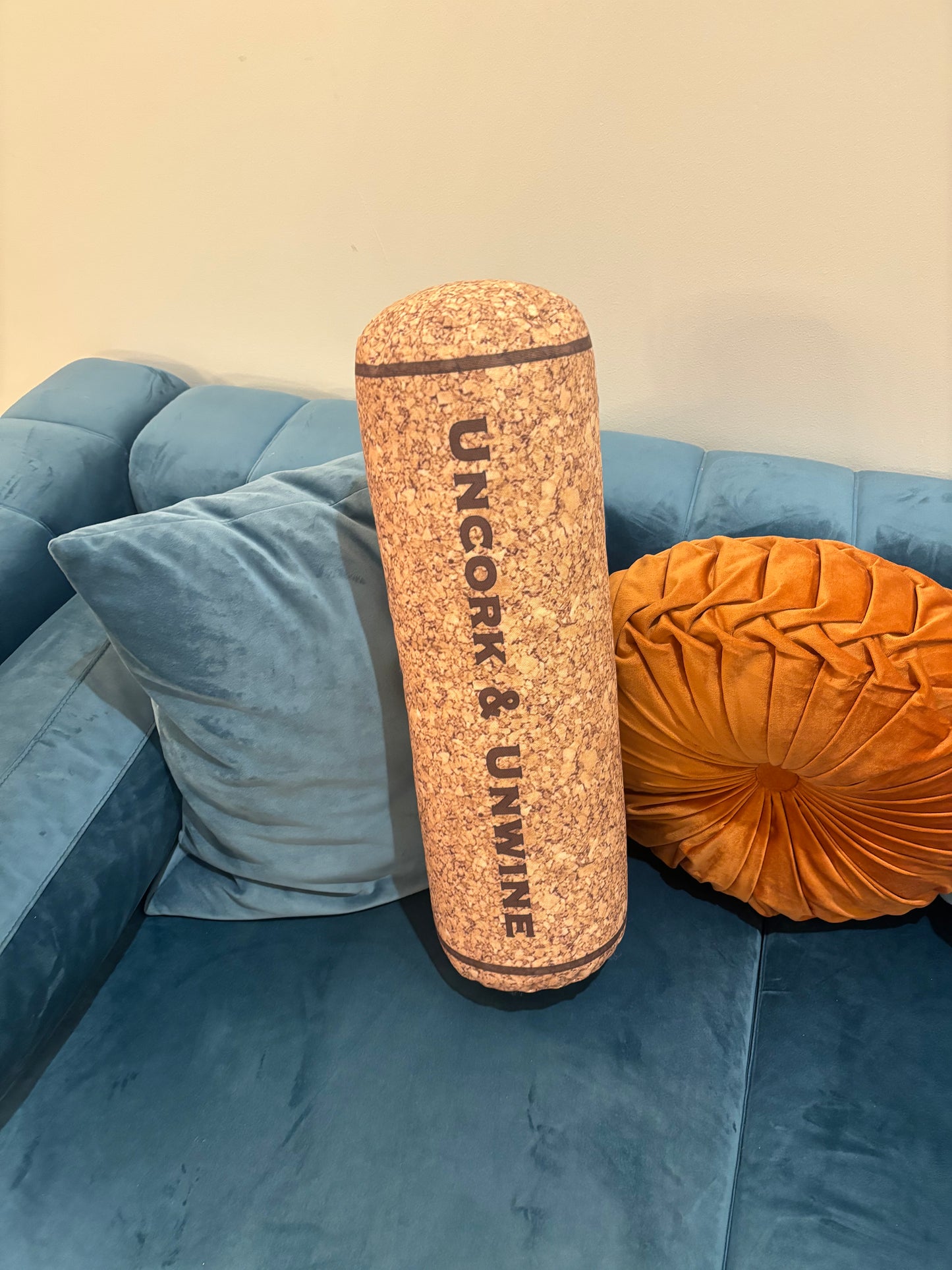 Uncork & Unwine wine cork shape pillow