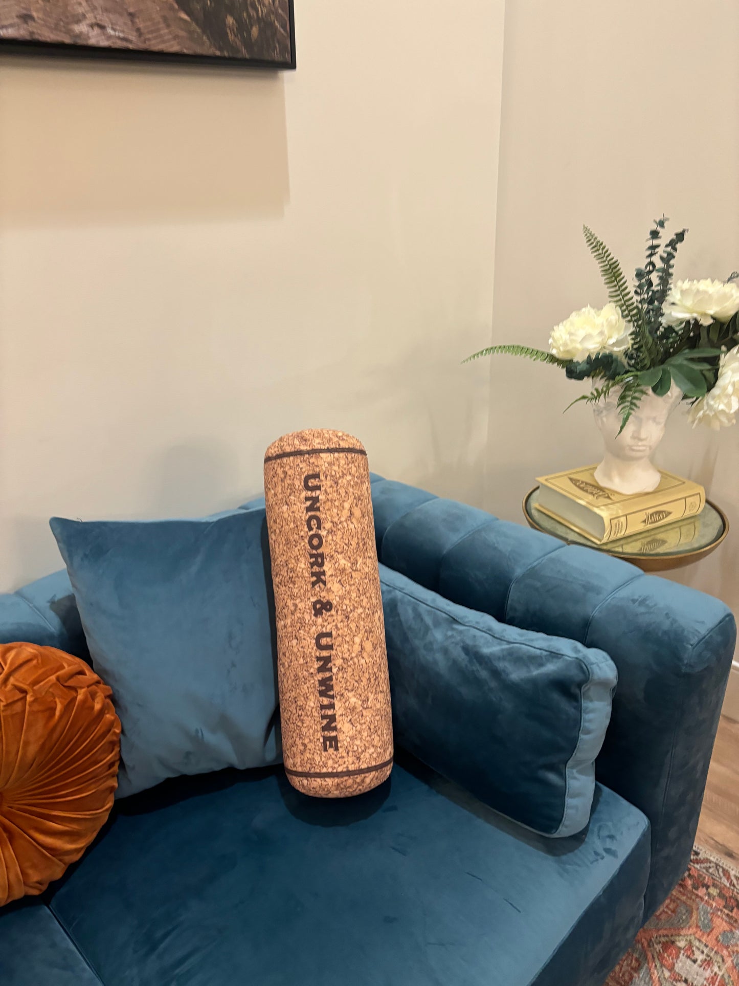 Uncork & Unwine wine cork shape pillow