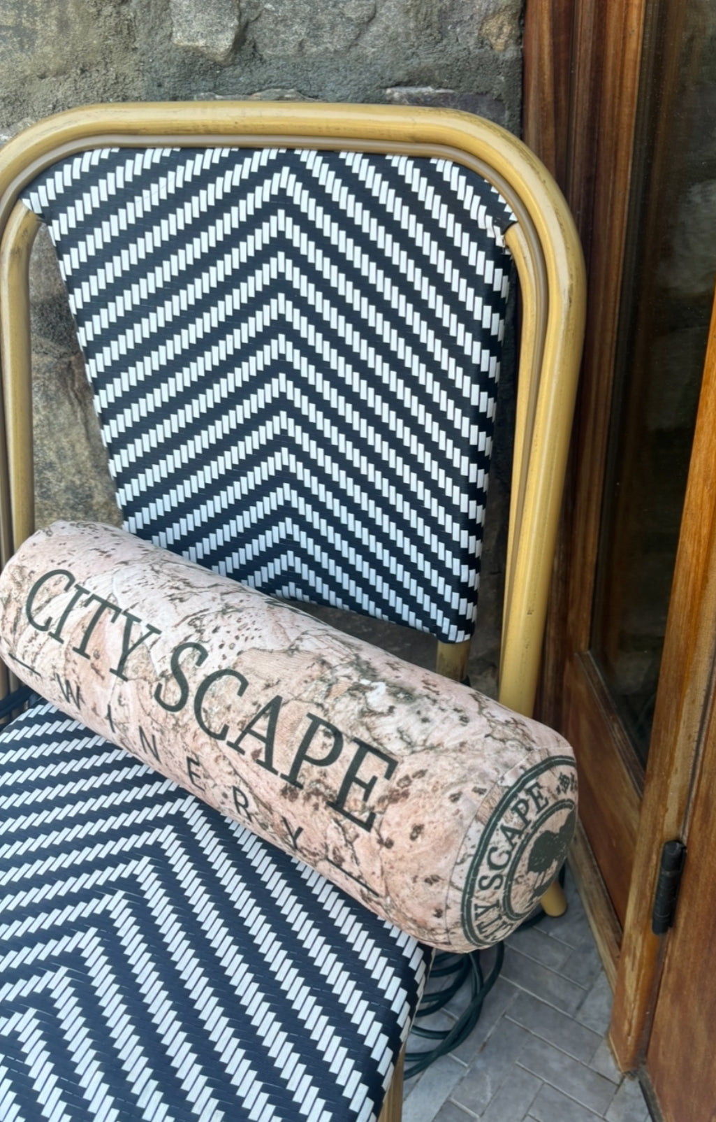 Fun quirky custom embroidery wine cork shape pillow. Great for the wine enthusiast
