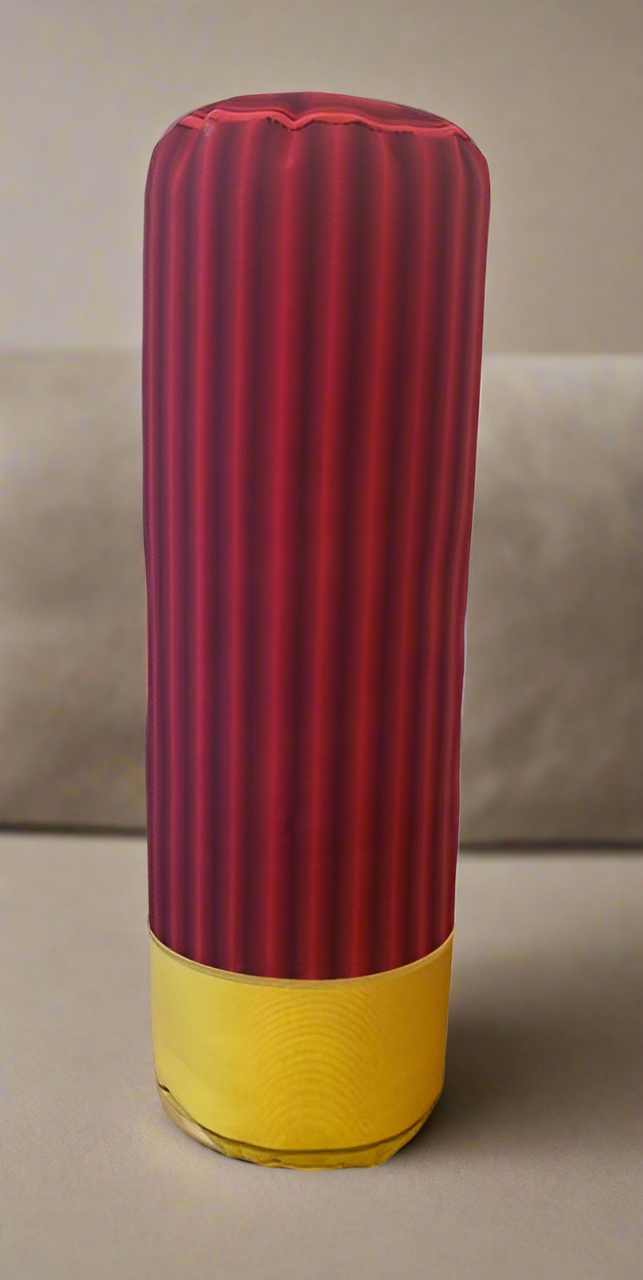 Red Shotgun Shell 12GA Pillow. Great Hunter gift. Tubular red shell with gold yellow end