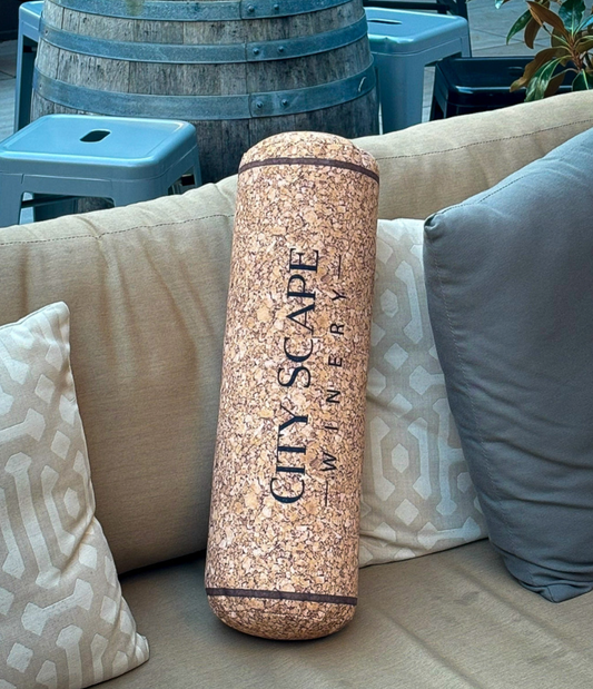 Fun quirky custom embroidery wine cork shape pillow. Great for the wine enthusiast