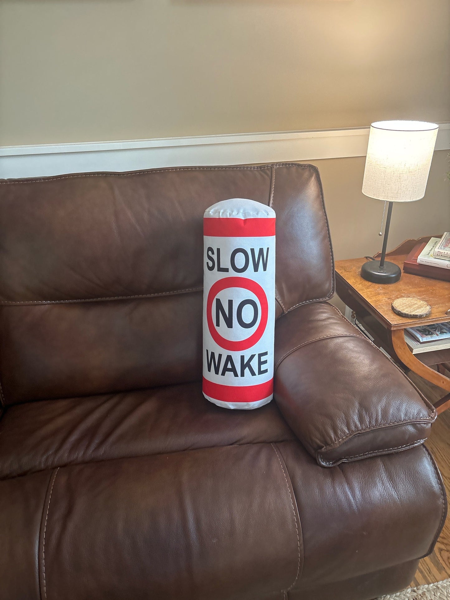 Lake House Pillow Slow No Wake buoy Pillow . Lake front living decor This is a tubular cylinder pillow to make it look like a buoy.