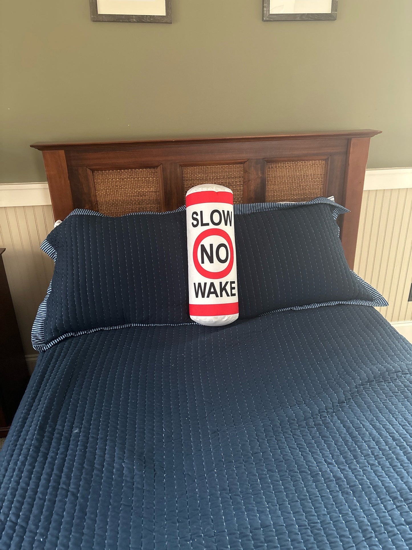 Lake House Pillow Slow No Wake buoy Pillow . Lake front living decor This is a tubular cylinder pillow to make it look like a buoy.