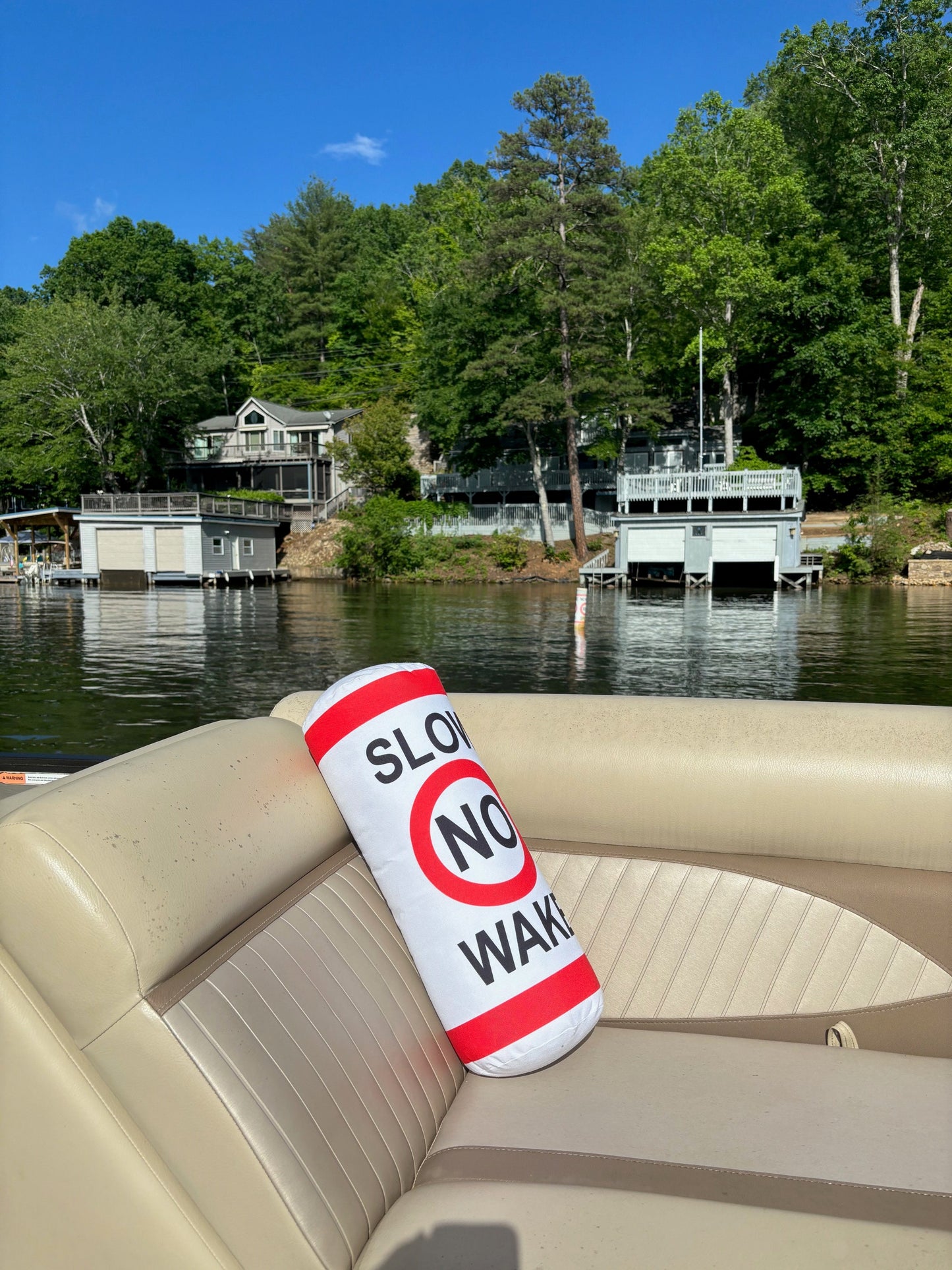 Lake House Pillow Slow No Wake buoy Pillow . Lake front living decor This is a tubular cylinder pillow to make it look like a buoy.