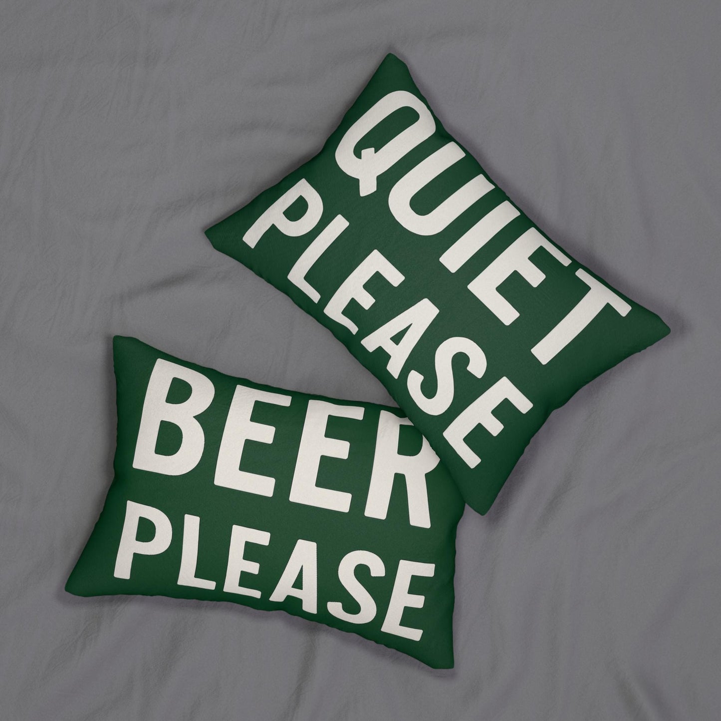 Golf Decor Lumbar Pillow, Quiet Please on front Golf Sign pillow and Beer Please on back of pillow, Man Cave Decor, Funny Pillow