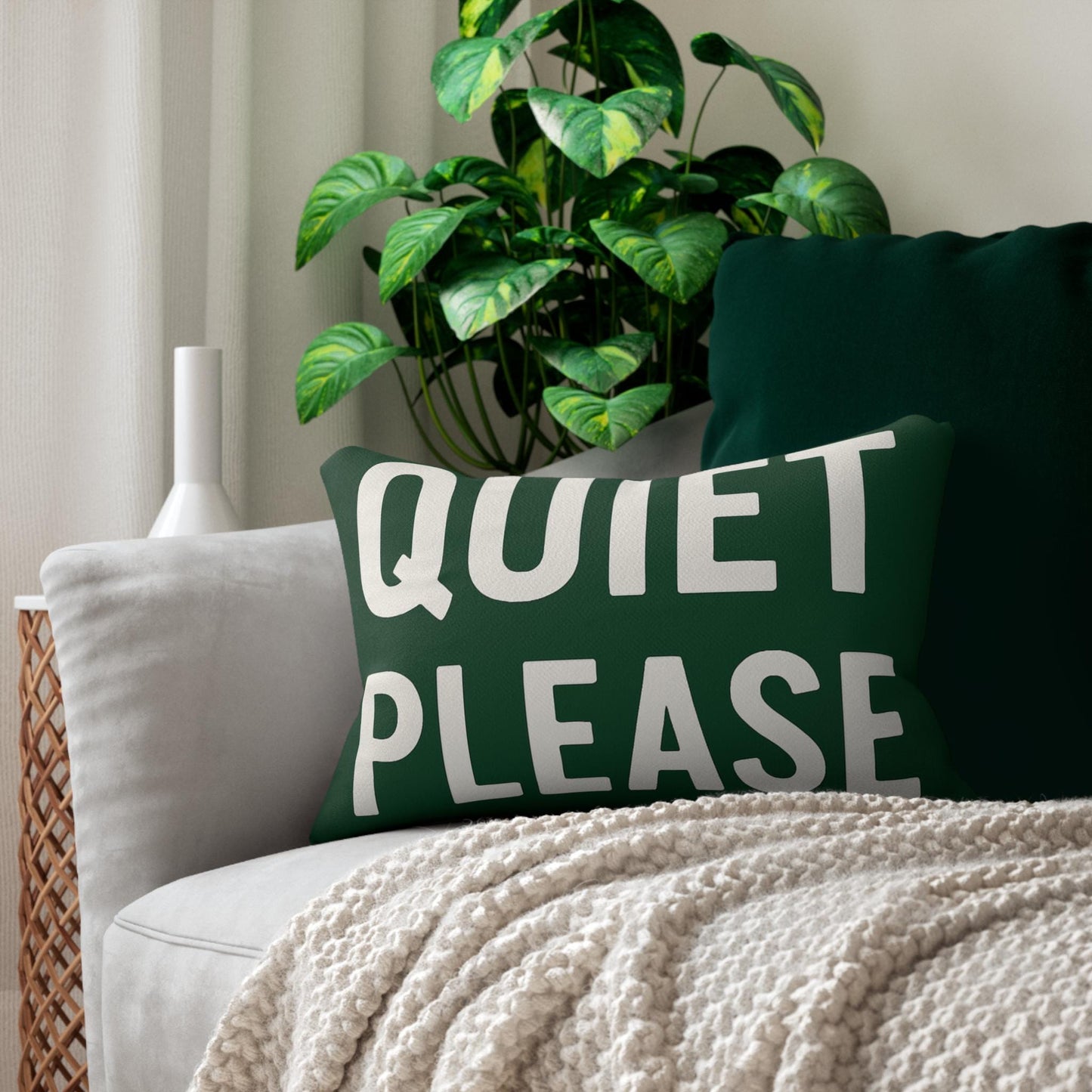 Golf Decor Lumbar Pillow, Quiet Please on front Golf Sign pillow and Beer Please on back of pillow, Man Cave Decor, Funny Pillow