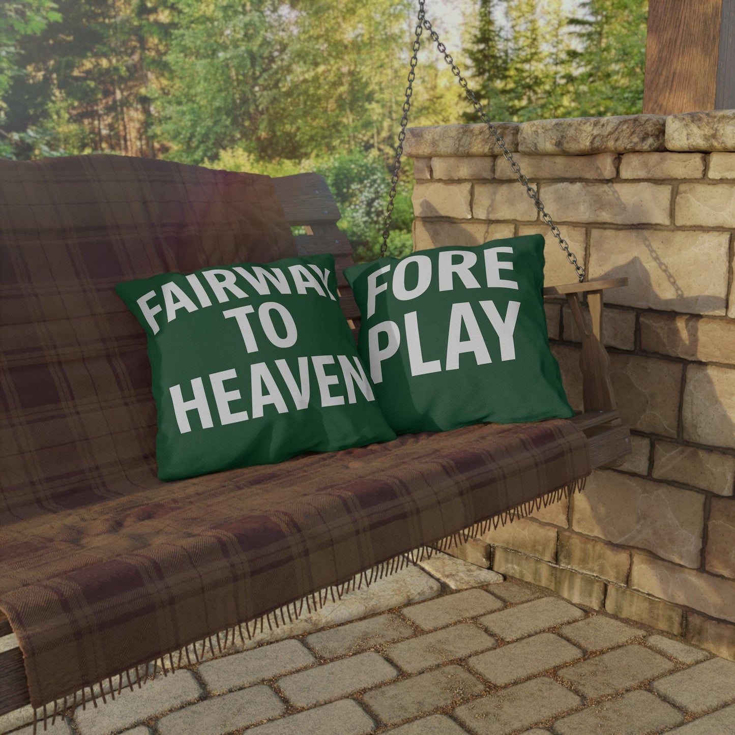 Golf-Themed Outdoor Pillows, Cozy Decor for Garden, Patio, Gift for Golfers, Fun Accent Cushions, Fairway to Heaven & Fore Play