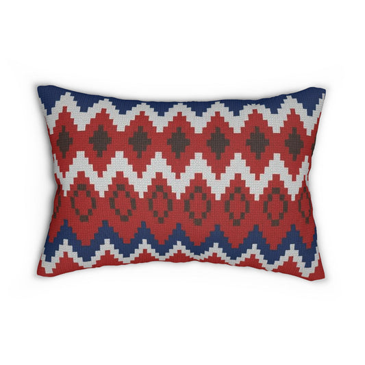 Ski Sweater Lumbar Pillow, Winter Ski Lodge Cushion Cover, Mountain Chalet Throw Pillow, Snowy Cabin Decorative Pillow, Nordic Skiing Accent