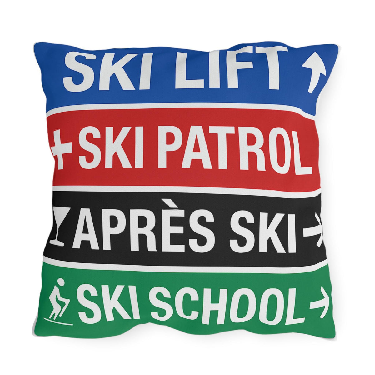 Ski Sign Directory Outdoor Pillow - Perfect Decor for Ski Lovers, Cabin Pillows, Ski Haus Decor, Rustic Lodge Accessories, Mountain Home