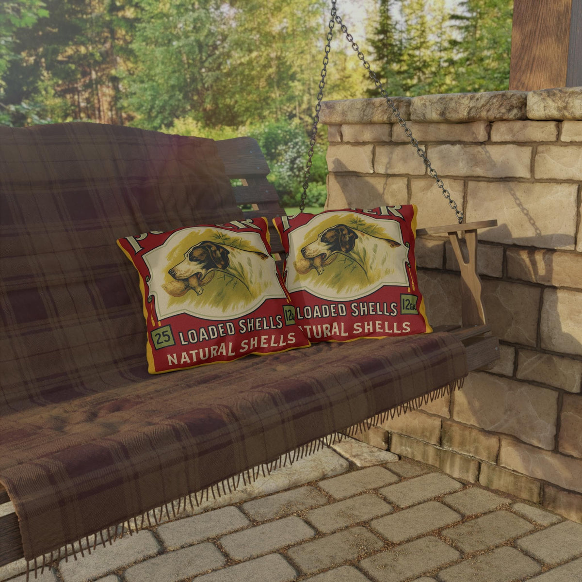 Vintage Shotgun Shell Outdoor Pillow - Cabin Decor, Hunting Lodge Throw Pillow, Hunter Gift, Rustic Home Decor, Outdoor Cushion