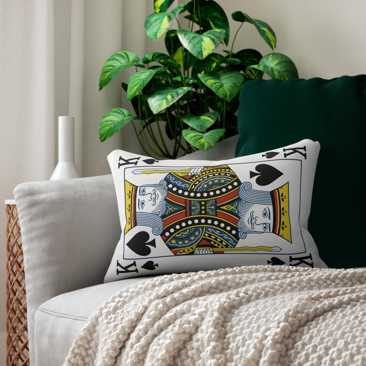 Spun Polyester Pillow, King of Spades Card Throw Pillow, Game Room Decor, Poker Night Pillow, Casino Theme Pillow, Black Jack Table Pillow,