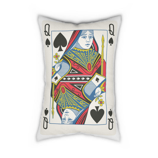 Spun Polyester Pillow, Queen of Spades Card Throw Pillow, Game Room Decor, Poker Night Pillow, Casino Theme Pillow, Black Jack Table Pillow,