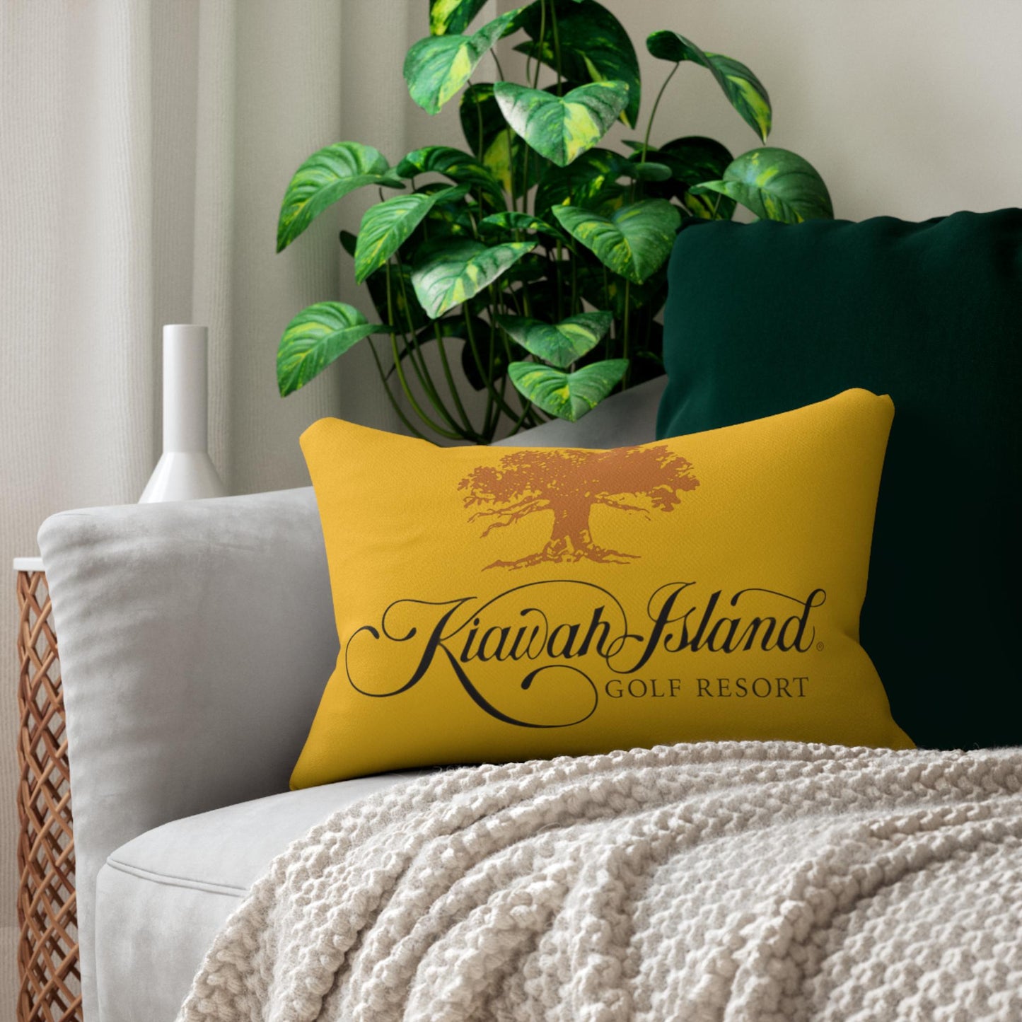 Custom Personalized Resort Kiawah Island Lumbar Pillow, Spun Polyester Decorative Cushion, Home Accent Throw Pillow, Coastal Beach House