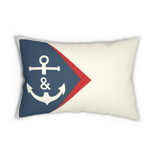 Nautical Flag Pillow, Coastal Yacht Decor Cushion, Ship Captain Lumbar Throw, Ocean Beach Theme, Sailor Seaside Home Accent