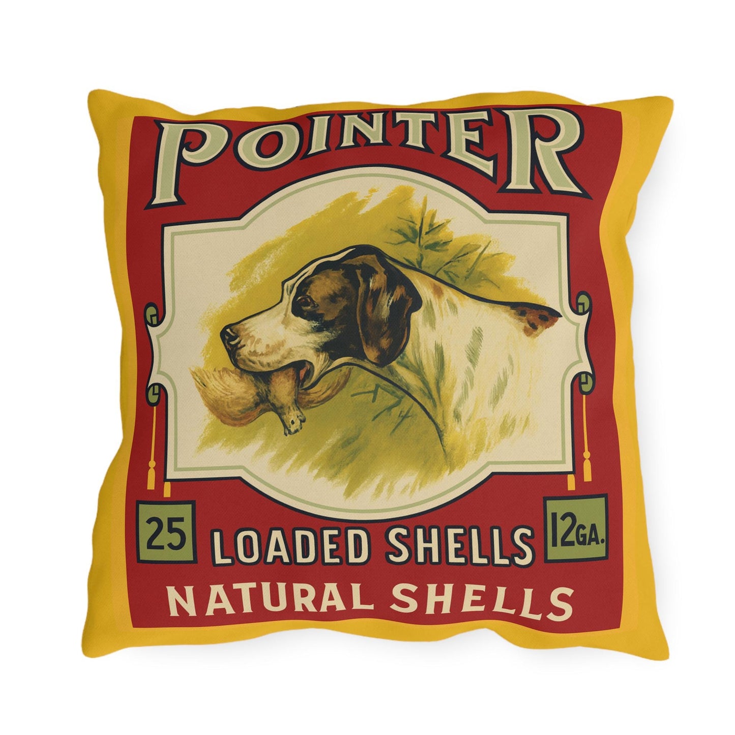 Hunting Outdoor Pillows, Cabin Decor, Lodge Cushion, 12 GA Throw Pillow, Vintage Shot Gun Shell Pillow