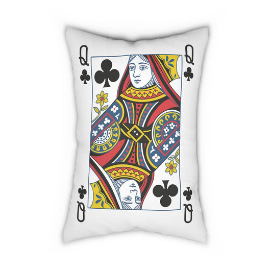Spun Polyester Pillow, Queen of Clubs Card Throw Pillow, Game Room Decor, Poker Night Pillow, Casino Theme Pillow, Black Jack Table Pillow,