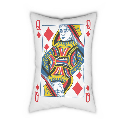 Pillow, Queen of Diamonds Card Throw Pillow, Game Room Decor, Poker Night Pillow, Casino Theme Pillow, Black Jack Table Pillow,