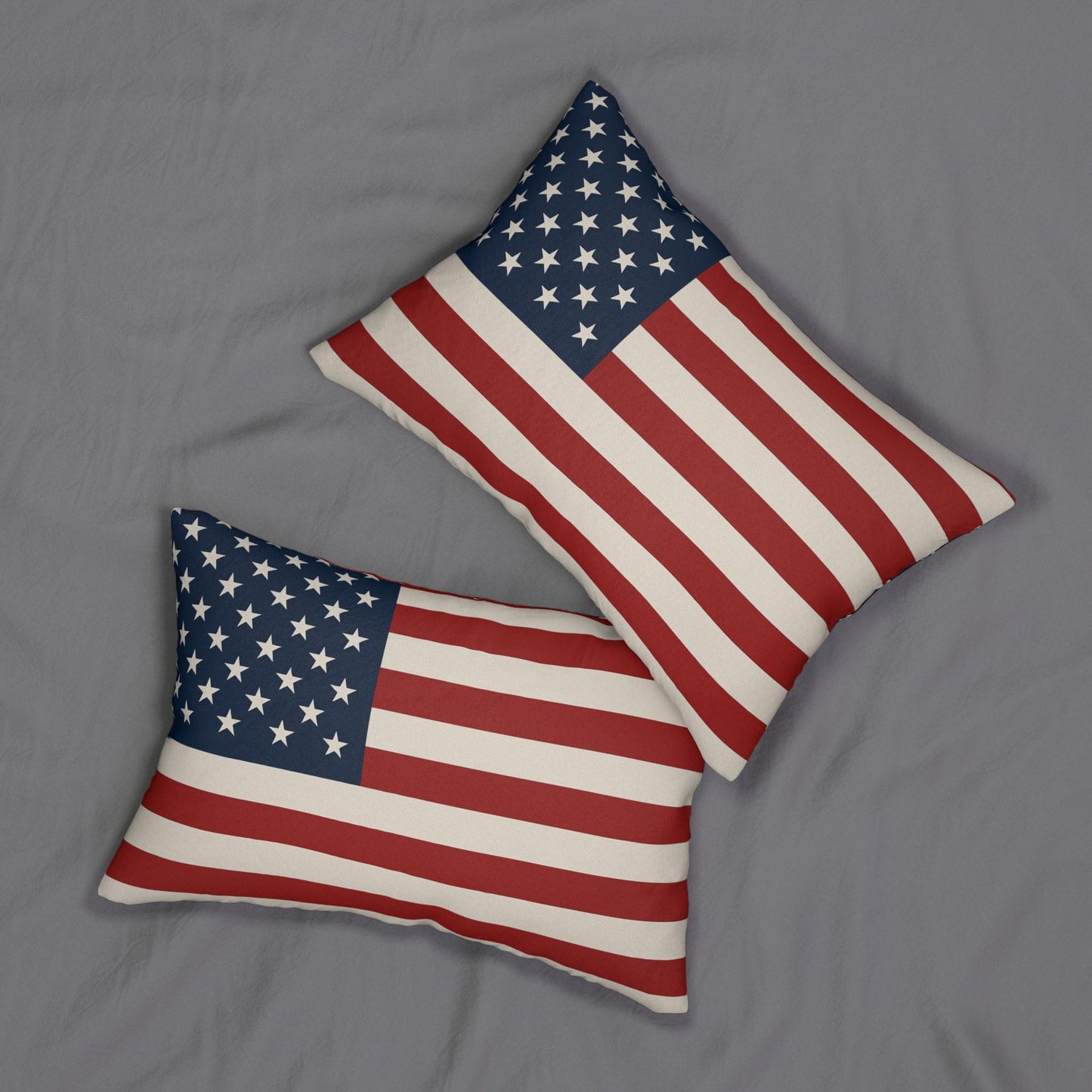 USA Flag Spun Polyester Lumbar Pillow - Patriotic Decor, American Pride Cushion, Made in USA Throw Pillow, Red White and Blue Accent Pillow,