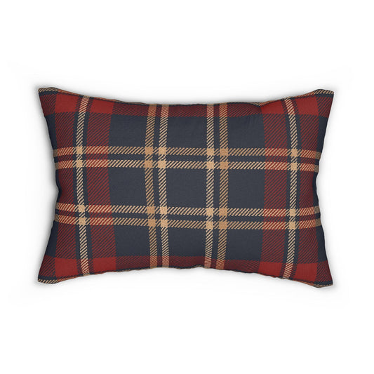 Fall Plaid Lumbar Pillow, Holiday Decorative Throw Pillow, Cozy Lumbar Cushion, Thanksgiving Accent Pillow, Festive Lumbar Pillow Cover
