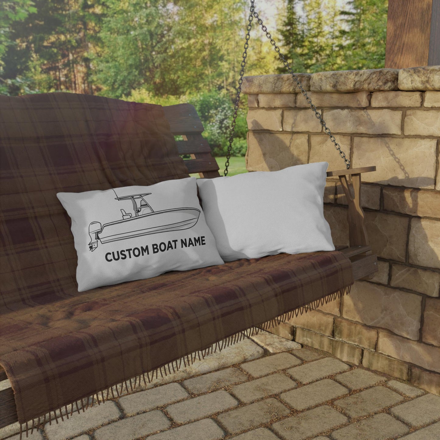 Personalized Custom boat name Center Console Boat Outdoor Pillow | Personalized Boat Name Throw