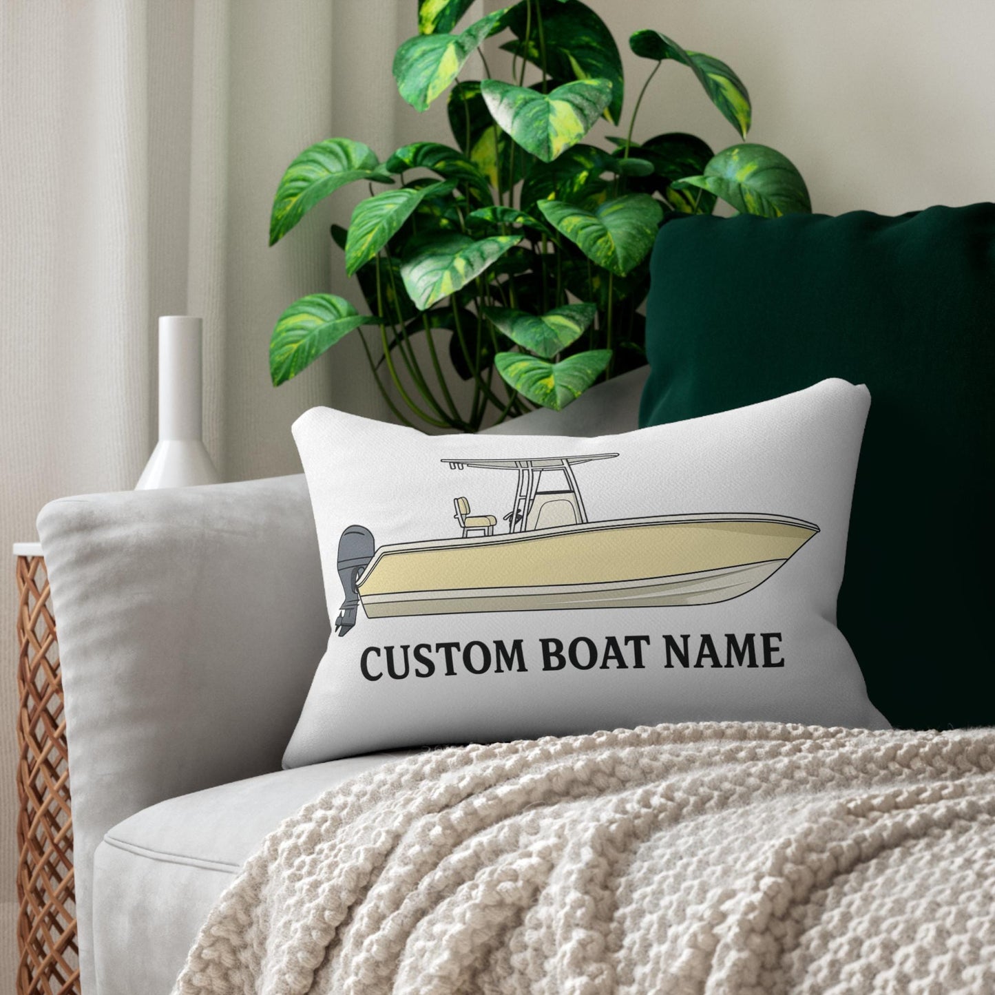 Personalized Custom Boat Name Center Console Pillow | Spun Polyester Lumbar Pillow