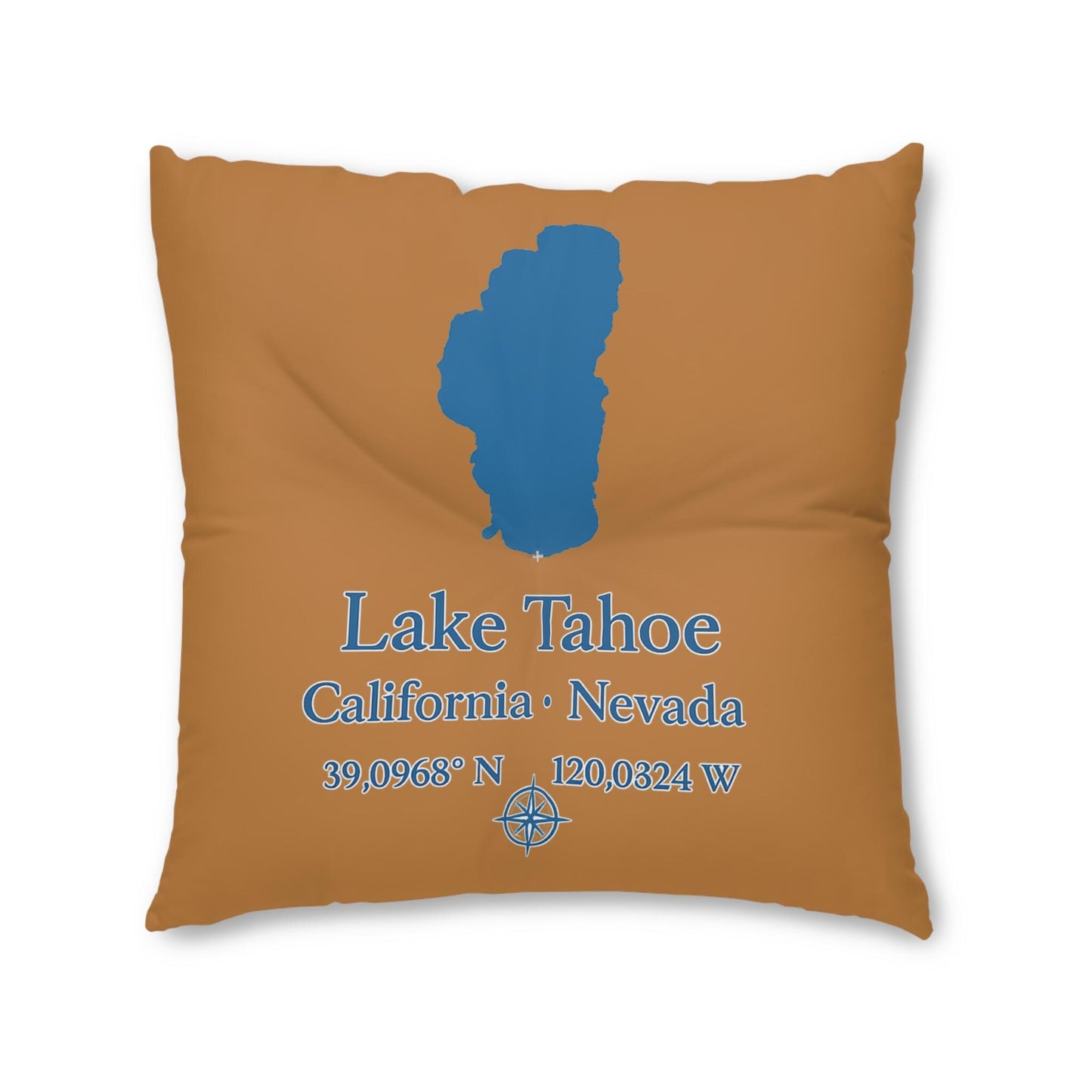 Lake Tahoe Lakehouse Floor Pillow Tufted Square | Cabin Decor, Coastal Accent