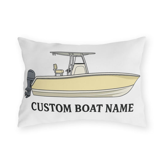 Custom boat name Center Console Boat Outdoor Pillow | Personalized Boat Name Throw