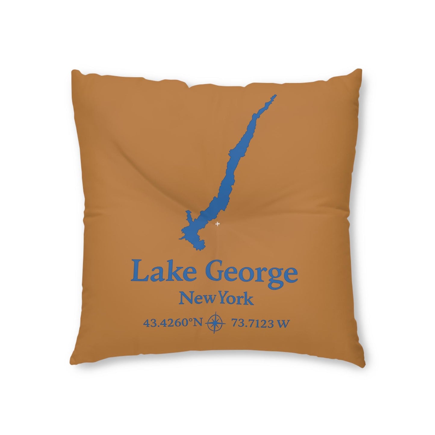 Lake George Lakehouse Floor Pillow, Tufted Square Pillow | Cabin Decor