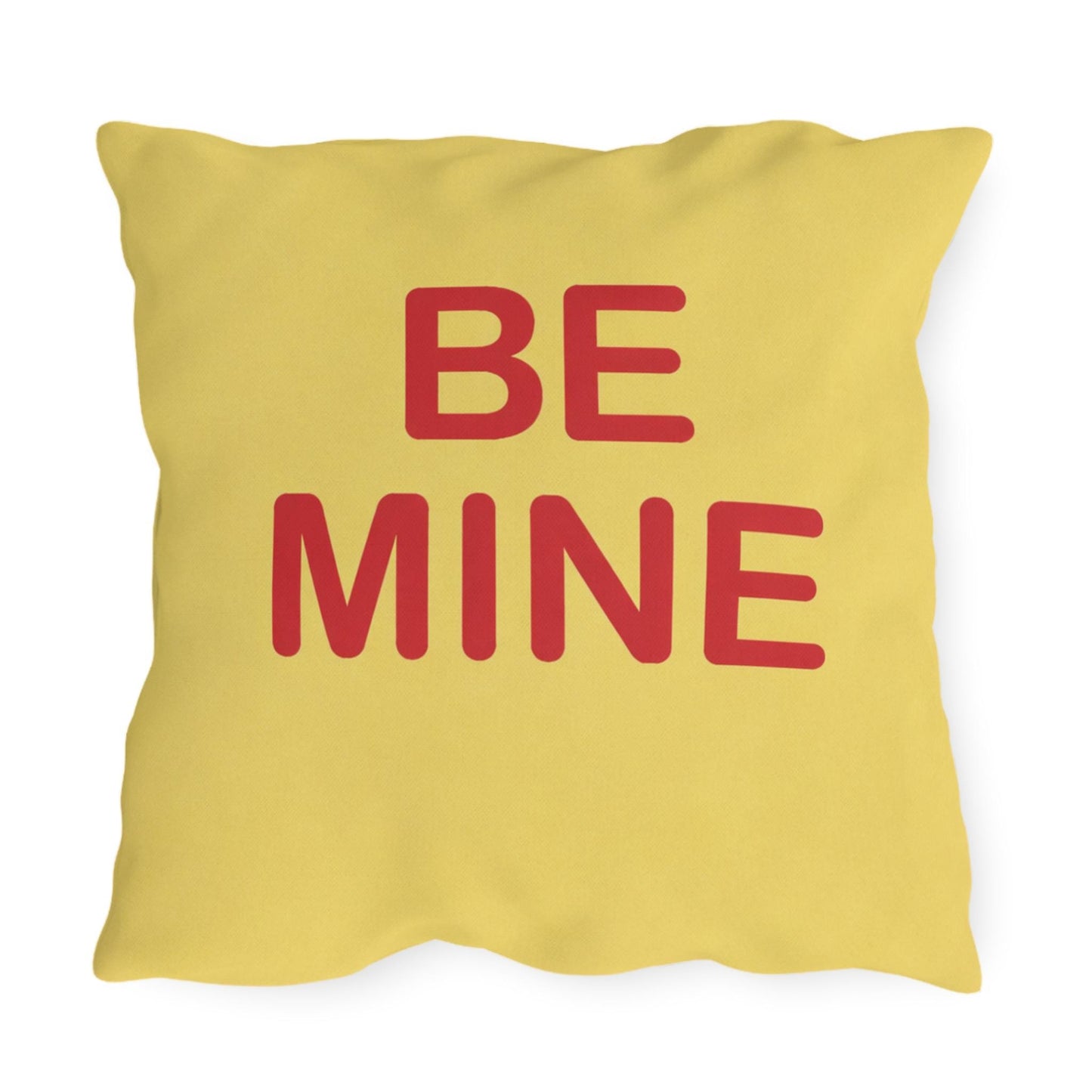 Be Mine Candy Heart Outdoor Pillow | Valentine's Day Square Throw Pillow