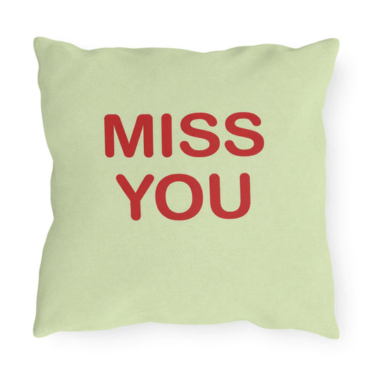 Miss You Candy Heart Outdoor Pillow | Valentine's Day Square Throw Pillow