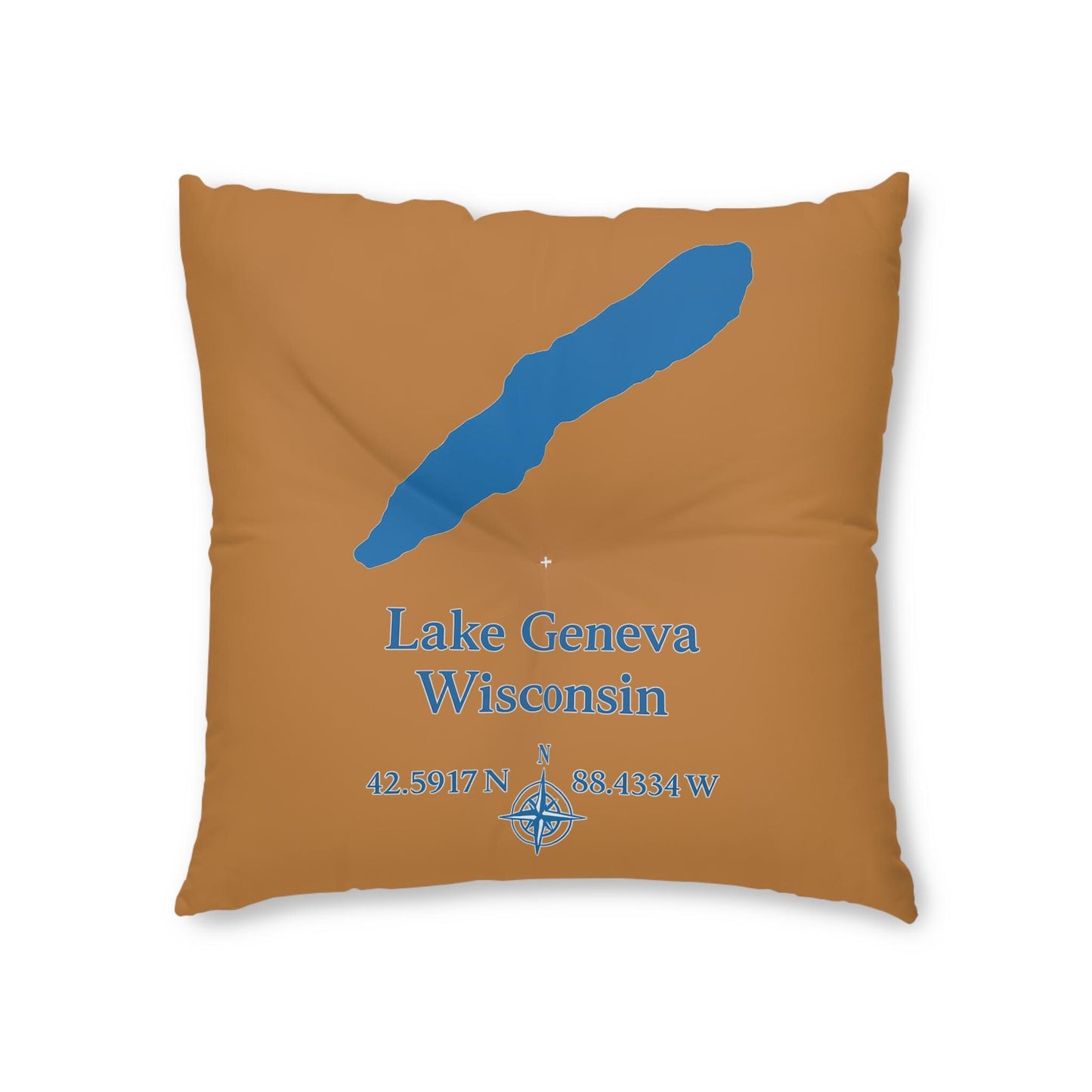 Lake Geneva Lakehouse Floor Pillow | Tufted Square Floor Cushion