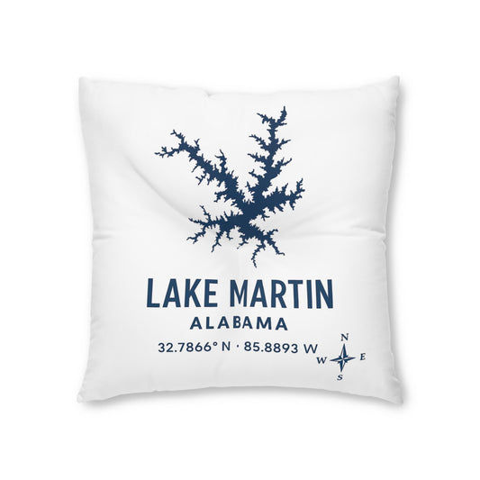 Lake Martin Lakehouse Floor Pillow, Square Tufted Accent Cushion | Lake Decor