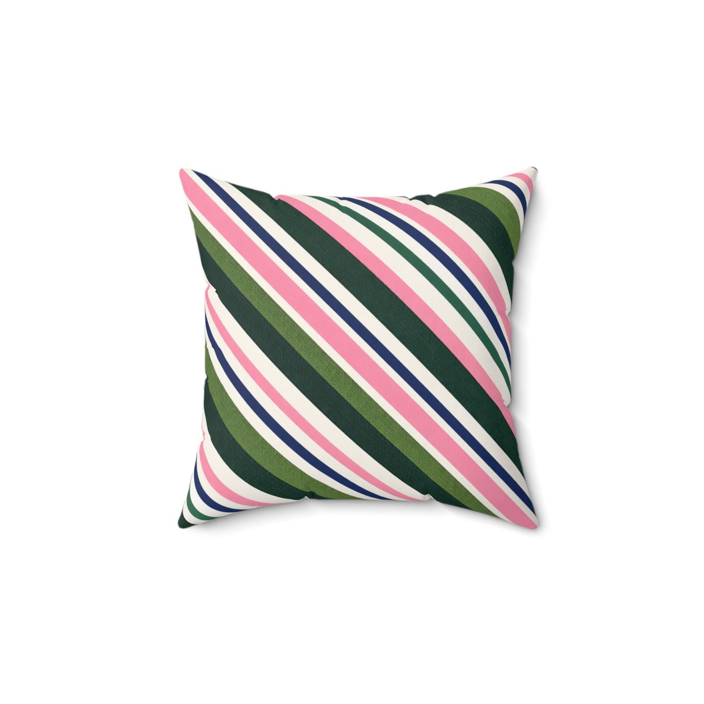 Preppy Bold Stripe Faux Suede Square Pillow | Spring Game Day Throw