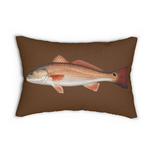 Redfish Red Drum Saltwater Fish Lumbar Pillow | Coastal Nautical Decor