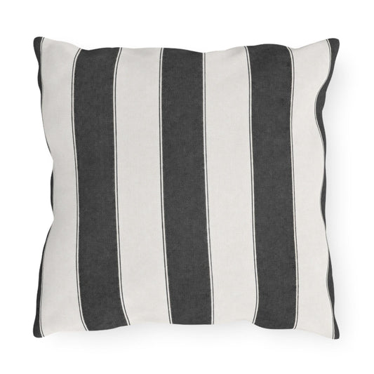 Cabana Charcoal Stripe Poolside Resort Pillow | Outdoor Pillows | Coastal Patio Cushion