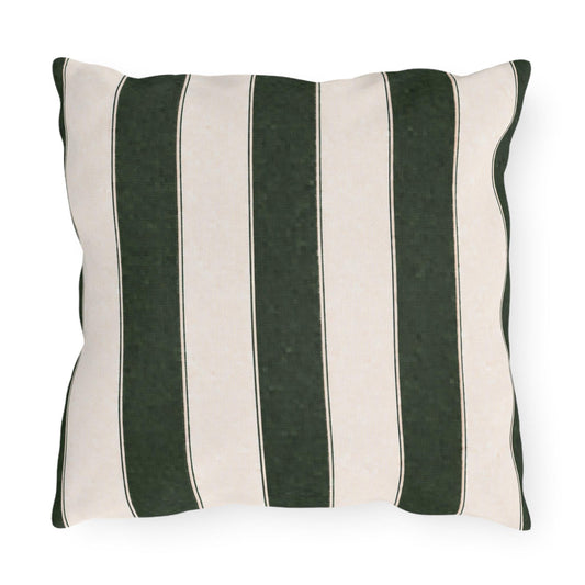 Cabana Hunter Green Stripe Poolside Resort Pillow | Outdoor Pillows | Coastal Patio Cushion