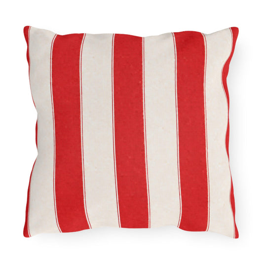 Cabana Forest Red Stripe Poolside Resort Pillow | Outdoor Pillows | Coastal Patio Cushion