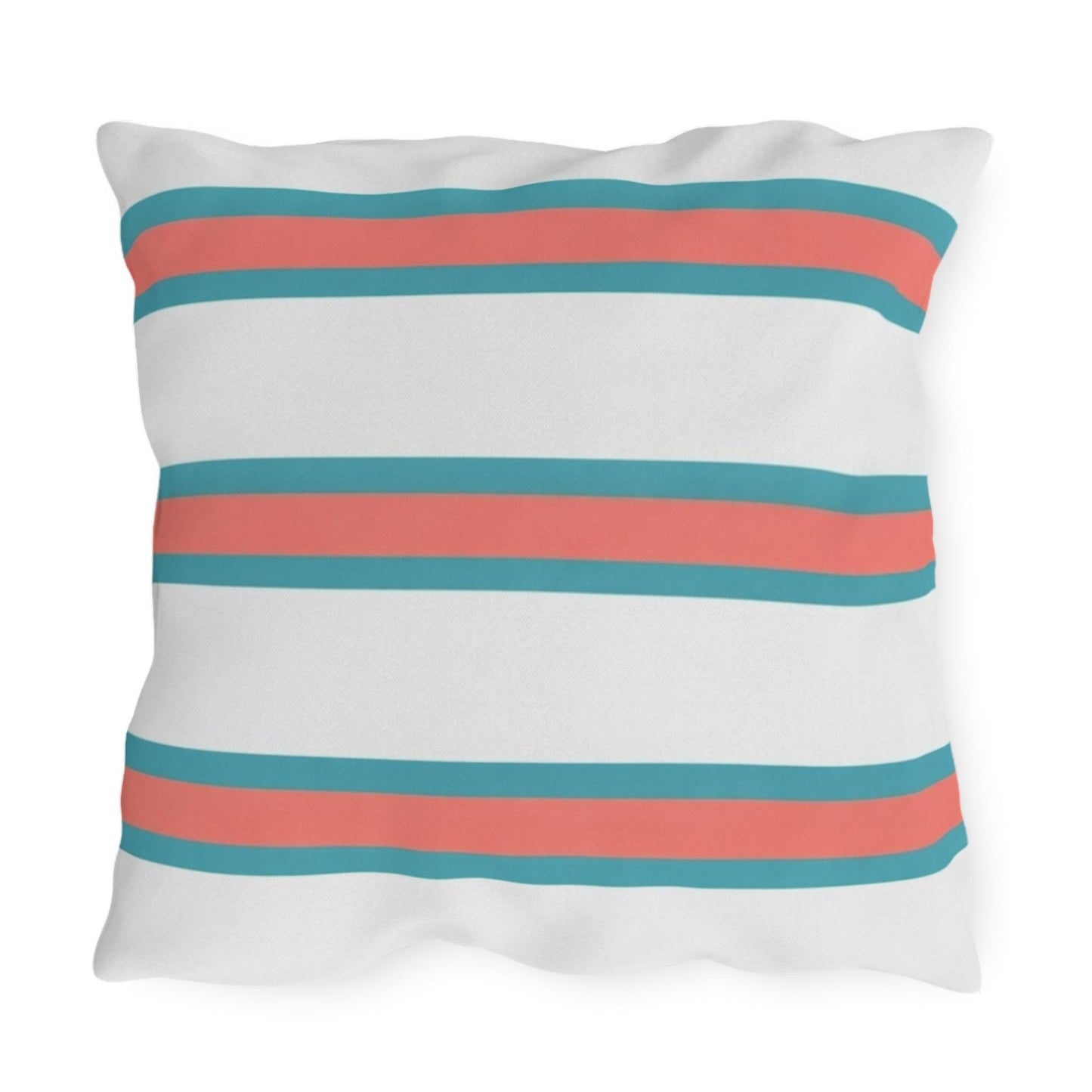 Spring Summer Stripe Outdoor Pillow | Square Patio Cushion, Coastal Cabana