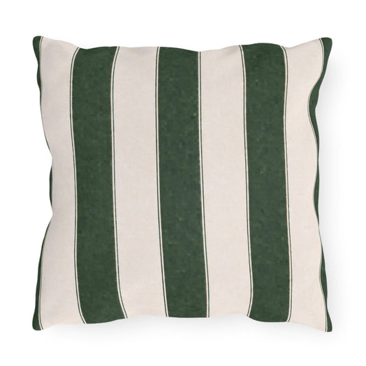Cabana Forest Green Stripe Poolside Resort Pillow | Outdoor Pillows | Coastal Patio Cushion