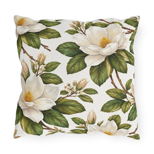 Magnolia Botanical Square Outdoor Pillow | Southern Floral Patio Cushion