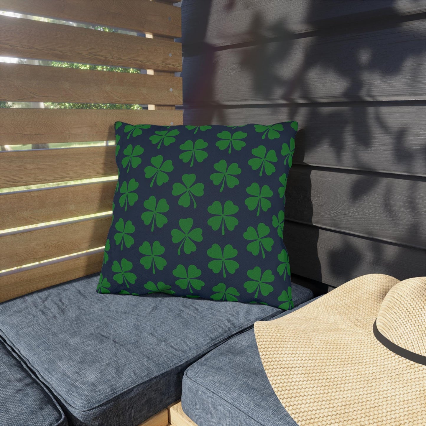 Four Leaf Clover Pillow, St. Patrick's Day Decor, Irish Pride Cushion, Clover Leaf Shamrock Pillow, Lucky Charm Pillow, Outdoor Pillow