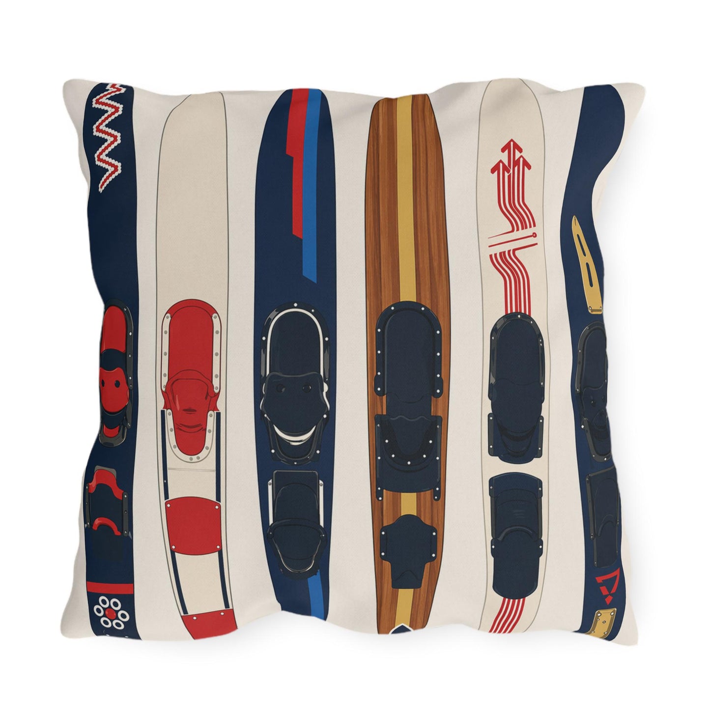 Water Skis Lake House Outdoor Pillow, Nautical Skiing Decor | Set of Pillows