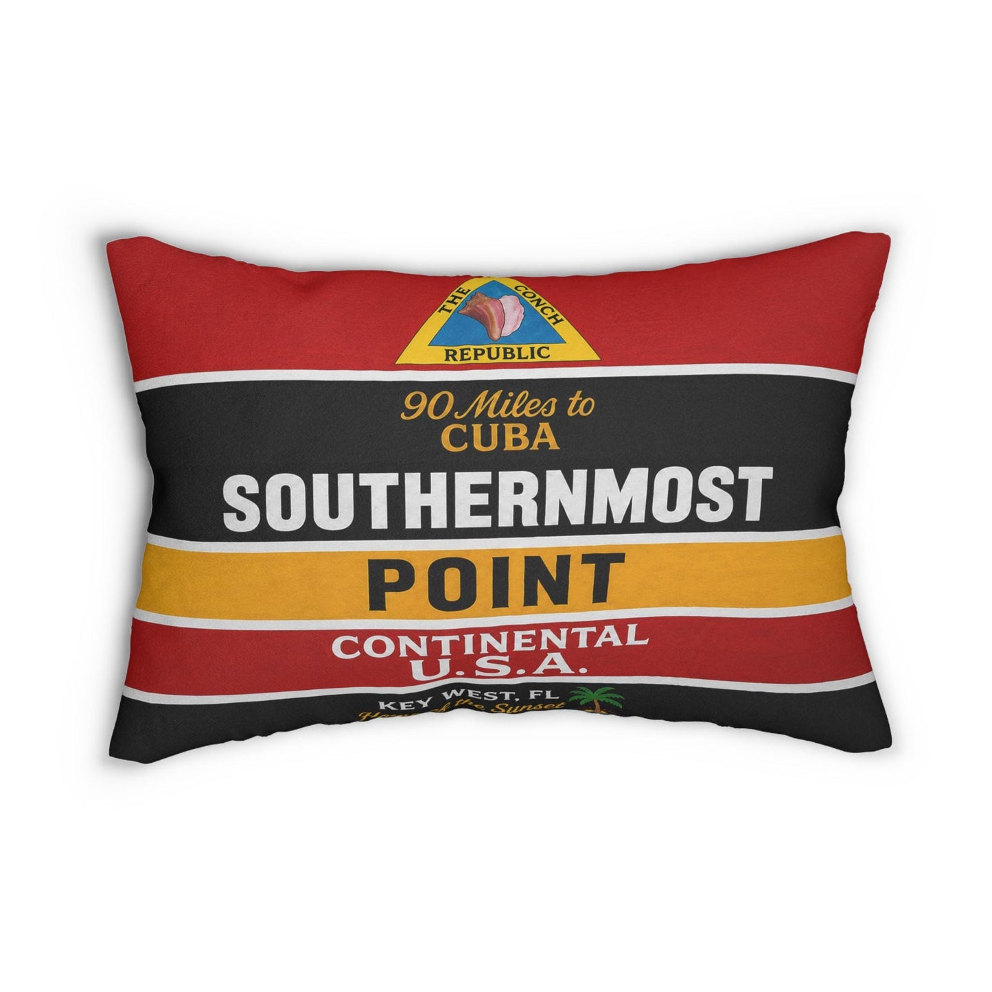 Key West Southernmost Point Lumbar Pillow | Coastal Conch Republic Tropical Decor