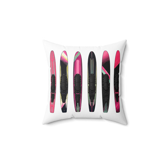 Water Ski Slalom Design Spun Polyester Square Pillow | Lake Skiing Throw Pillow