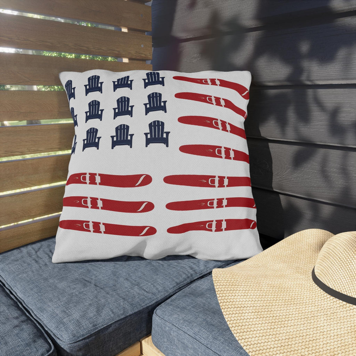 American Flag Lake Water Ski Adirondack Chair Pillow | Outdoor Pillows