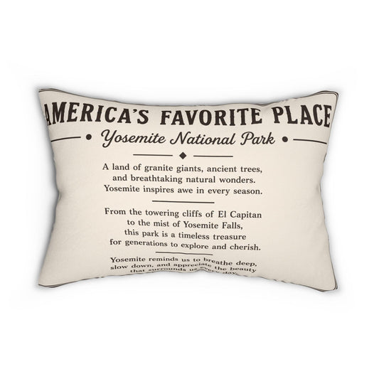 Yosemite National Park Vintage Sign Lumbar Pillow | Reversible 14x20