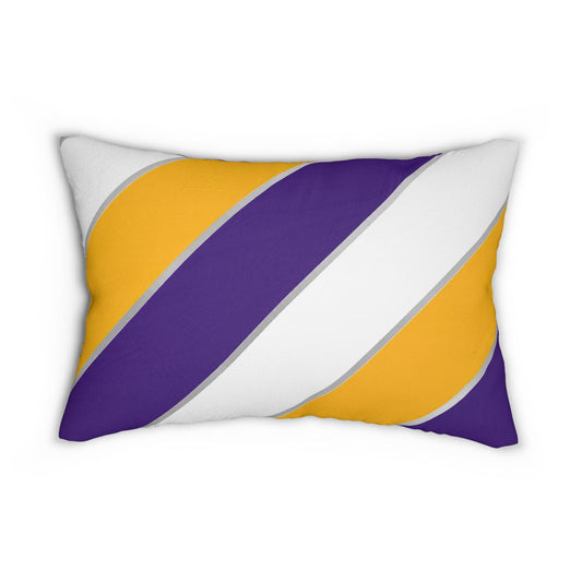Diagonal Purple Gold White Stripes lumbar pillow | Lumbar Pillow